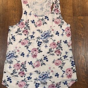 Women's Floral Scoop Neck Tank Top in Pink & Blue